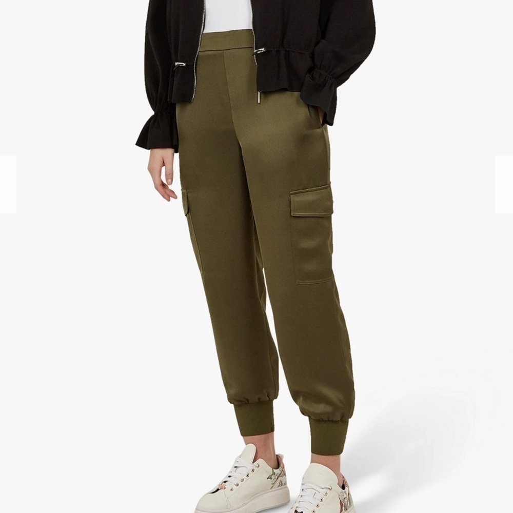 TED BAKER Green Satin Sulia Cargo Joggers